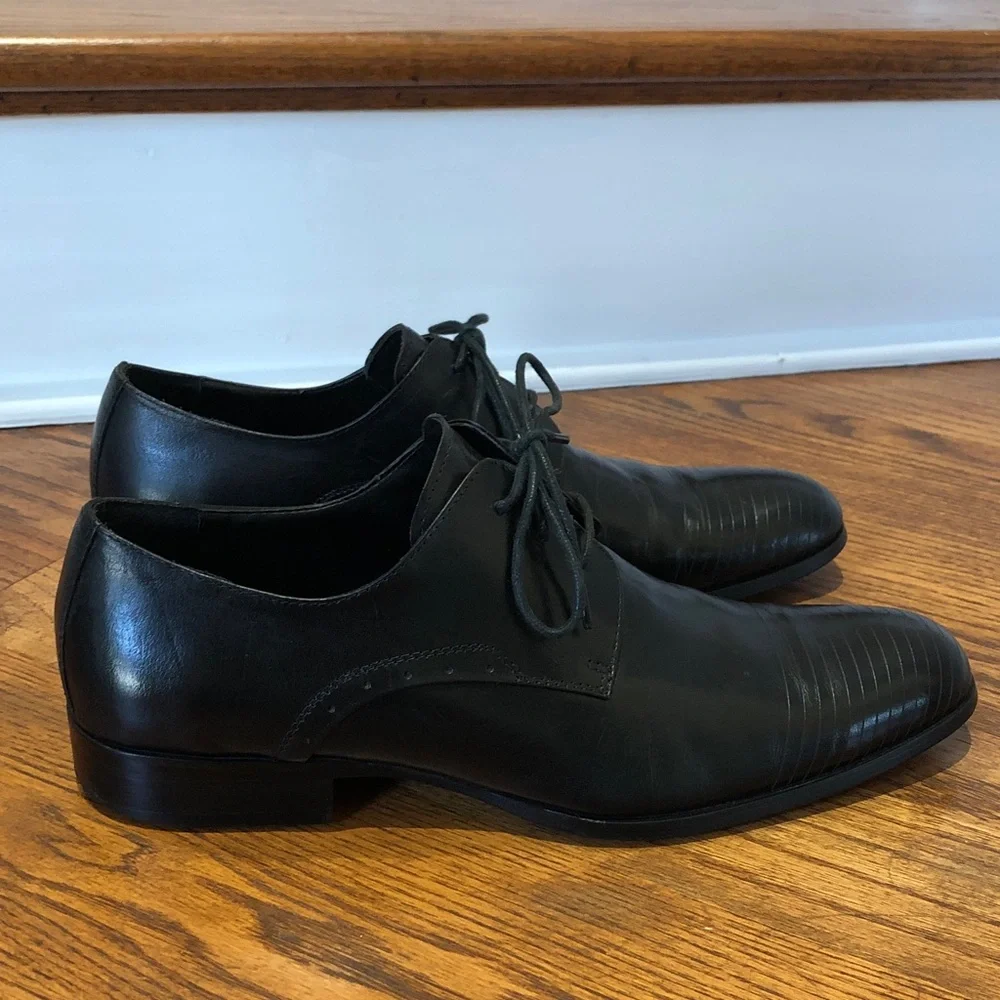 Kenneth Cole, men’s black leather dress shoes, size 10.5 - Picture 3 of 9